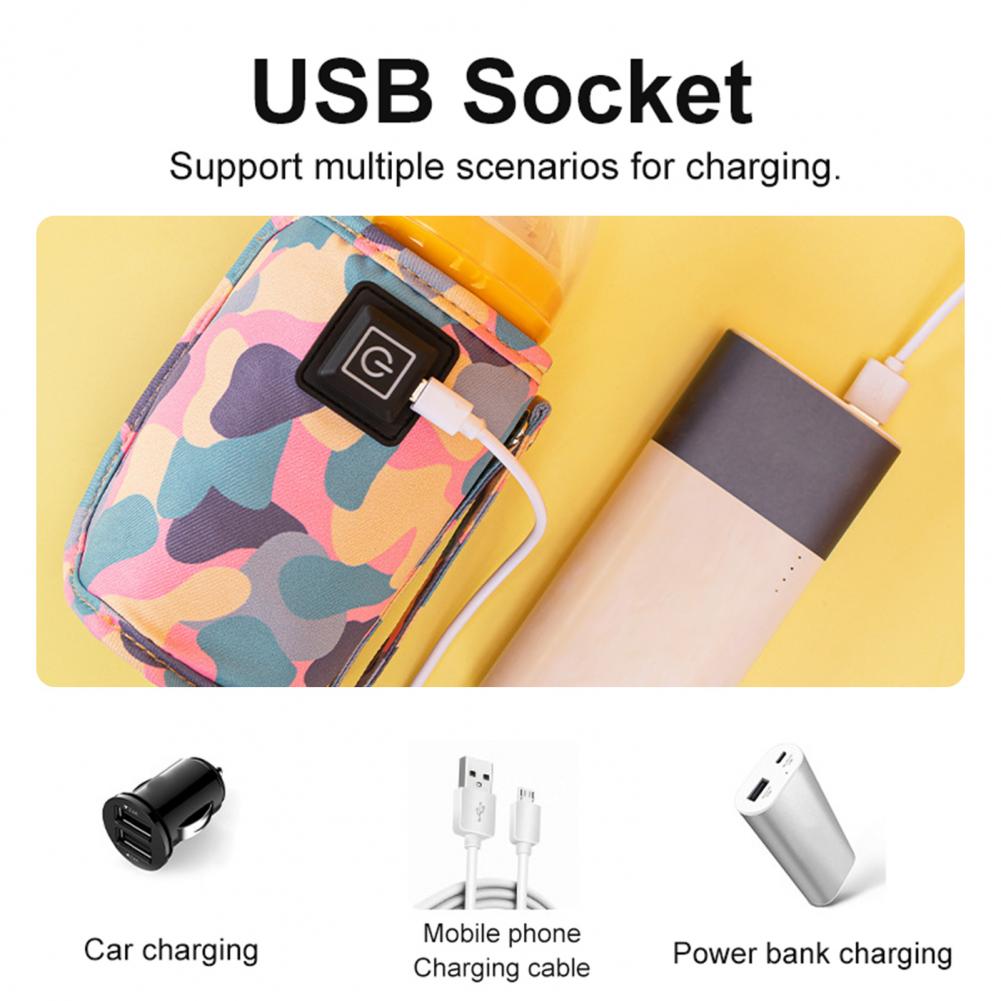USB Milk Water Warmer | Travel Stroller Insulated Bag Baby Nursing Bottle | Heater Safe Kids Supplies for Outdoor Winter