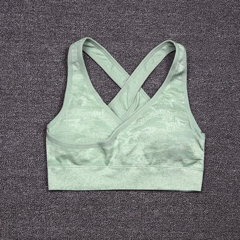 Army Sports Set Seamless Yoga Set Two Piece Set Women Sports Bra Top High Waist Yoga Pants Workout Leggings Sexy Back Gym Clothing