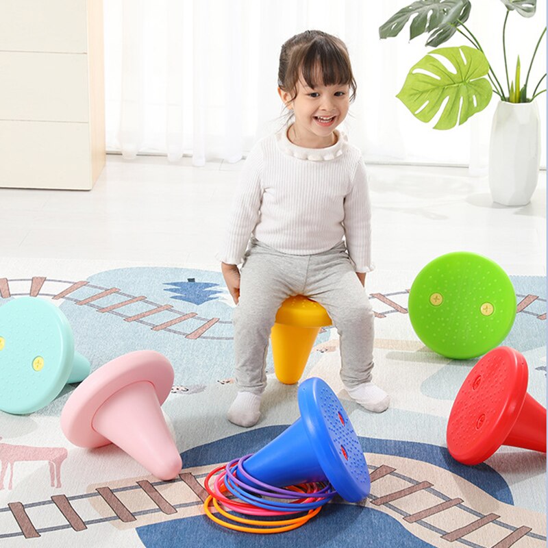 Children Cone Ring Toss Game | Training Sensory Integration Toys | Chair Throwing Ring | Balance Perception Kids Teaching Aid