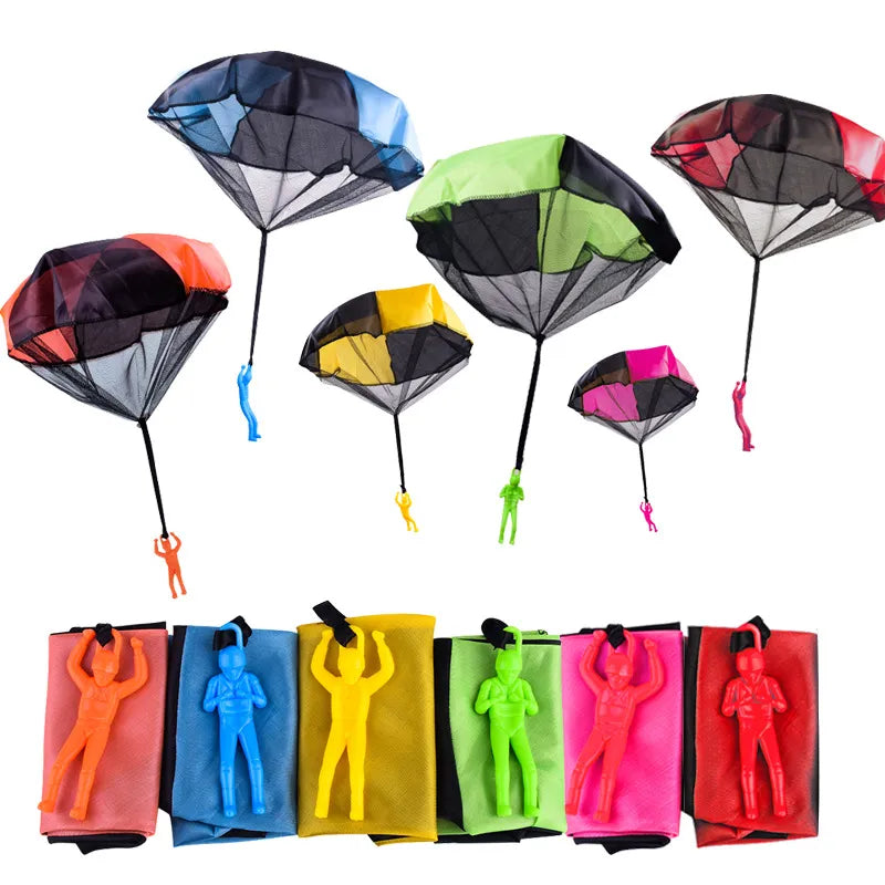 1-3sets Hand Throwing Parachute Kids Outdoor Funny Toys Game Play Toys for Children Fly Parachute Sport with Mini Soldier