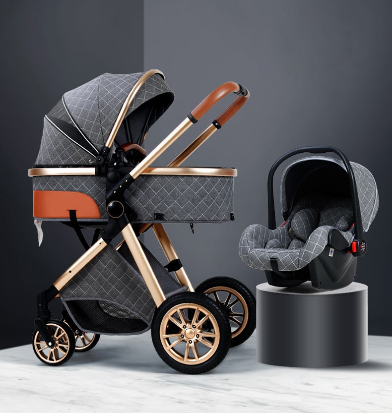 New 3 in 1 Baby Stroller | High Landscape Carriage | Light Newborn Shock Proof Two Way | 2 in 1 Kid Car Baby Comfort