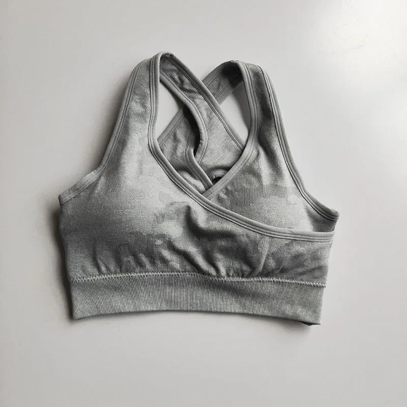 Army Sports Set Seamless Yoga Set Two Piece Set Women Sports Bra Top High Waist Yoga Pants Workout Leggings Sexy Back Gym Clothing