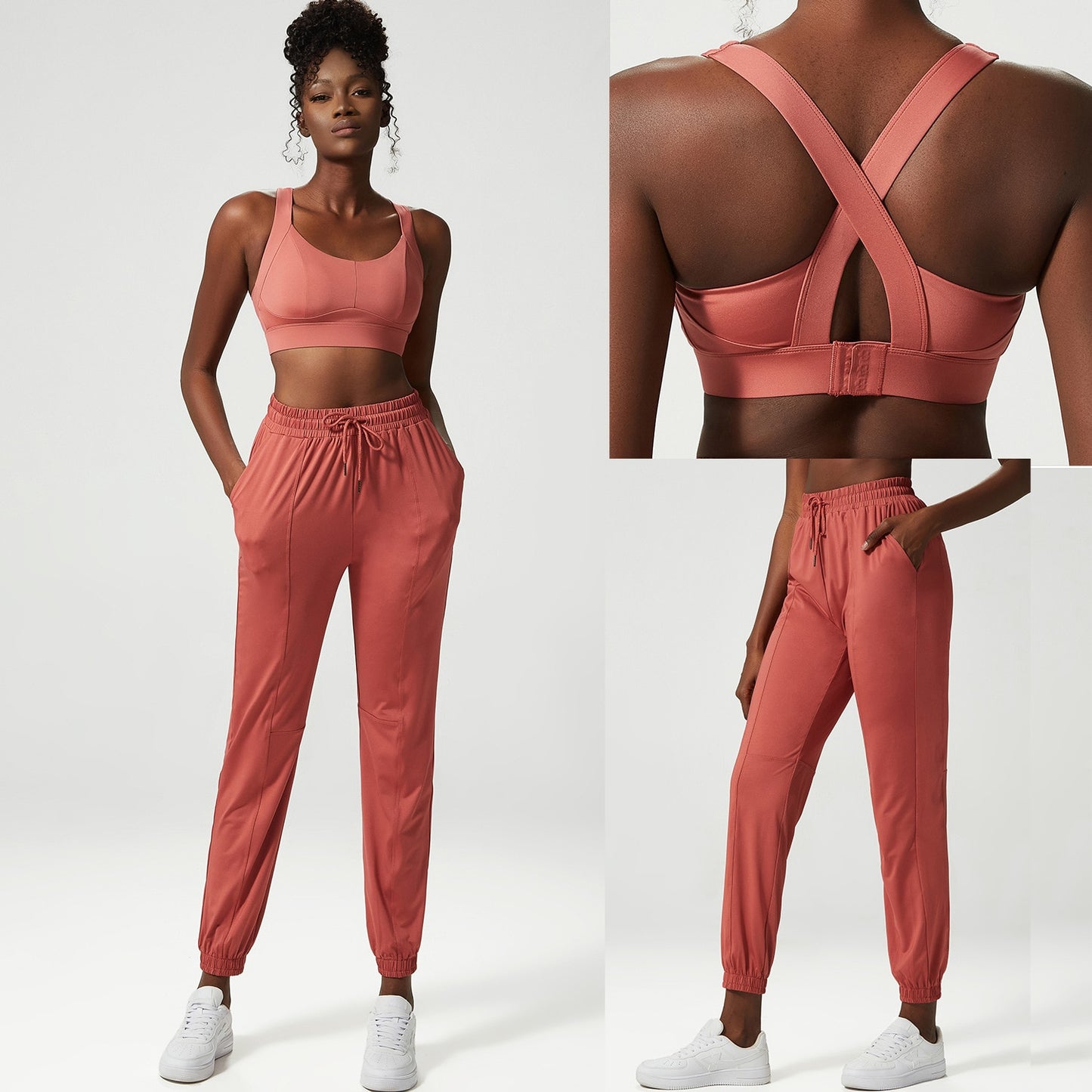 2 & 3-Piece Yoga Set | Women's Breathable Loose Fitness Suit | Zipper Jacket | Sexy Bra | Jogger Pants |Female Gym Clothing Sportswear