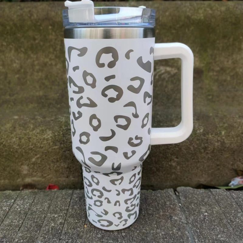 40oz Tumbler Solid Colors w/ Handle | Insulated Tumbler With Lids | Straw | Stainless Steel Coffee Tumbler | Termos Cup