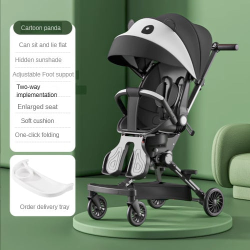 High view lightweight baby stroller, bidirectional four wheels, cart fold. Can sit or lie down. Baby stroller with baby comfort!