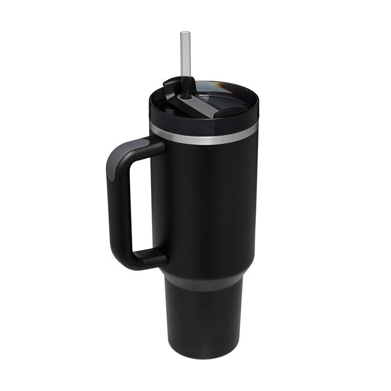 40oz Tumbler Solid Colors w/ Handle | Insulated Tumbler With Lids | Straw | Stainless Steel Coffee Tumbler | Termos Cup