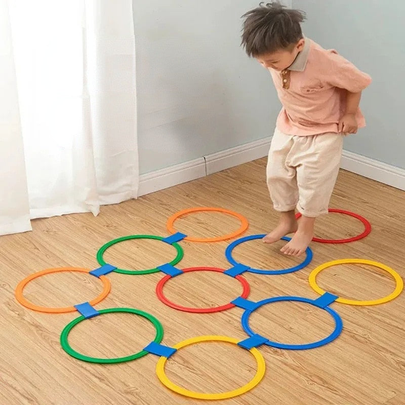 Outdoor Kids Physical Training | Sports Ladder for Kids | Jump Ring Set Game with 10 Hoops 10 Connectors for Park Play