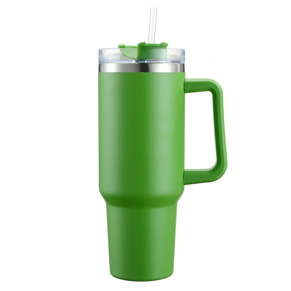 40oz Tumbler Solid Colors w/ Handle | Insulated Tumbler With Lids | Straw | Stainless Steel Coffee Tumbler | Termos Cup