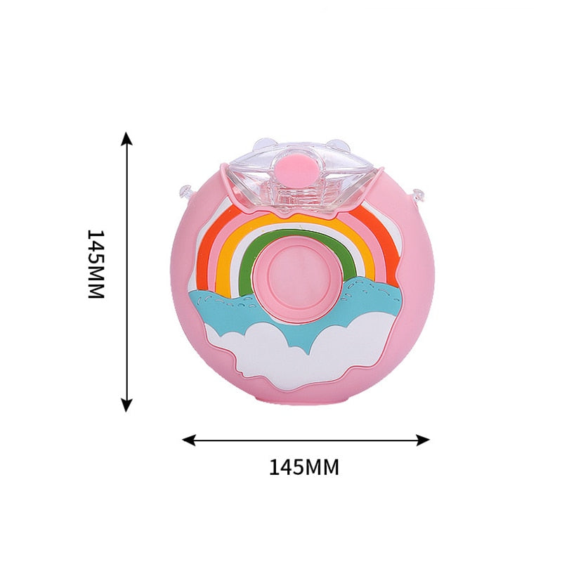 380ml Donut Straw Tumbler | Cute Water Bottle For Kids | Travel Plastic Mug Kids Cartoon Kawaii Cup | Portable Sport Drinking Cup