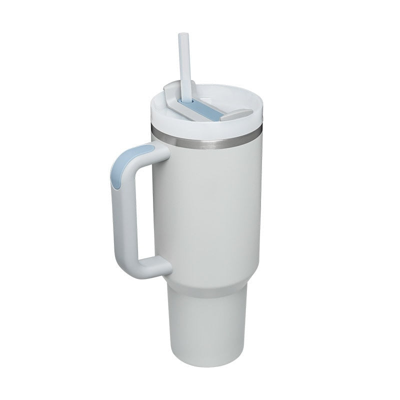 40oz Tumbler Solid Colors w/ Handle | Insulated Tumbler With Lids | Straw | Stainless Steel Coffee Tumbler | Termos Cup