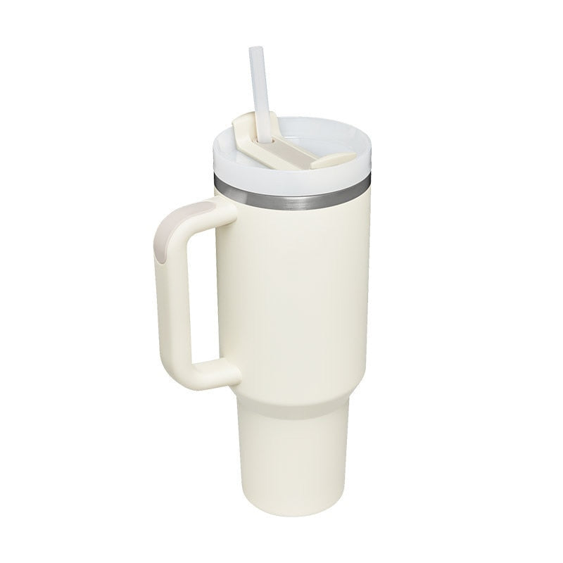 40oz Tumbler Solid Colors w/ Handle | Insulated Tumbler With Lids | Straw | Stainless Steel Coffee Tumbler | Termos Cup