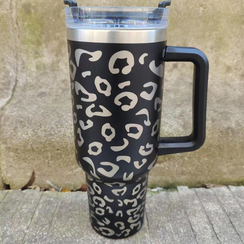 40oz Tumbler Solid Colors w/ Handle | Insulated Tumbler With Lids | Straw | Stainless Steel Coffee Tumbler | Termos Cup