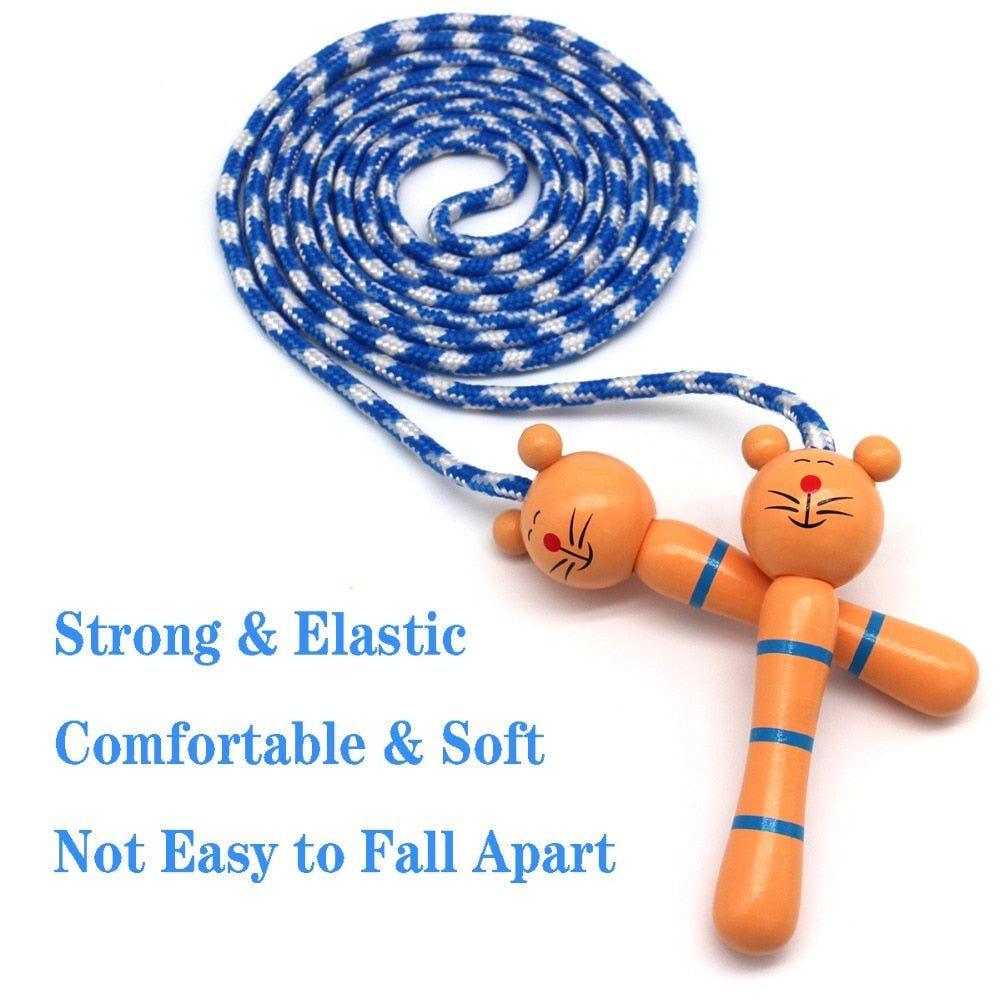 2 Pcs Kids Jump Ropes | Wood Handle Sport Rope | Bodybuilding Fitness Jump Rope |Lovely Cartoon Skipping Ropes | Kids Exercise