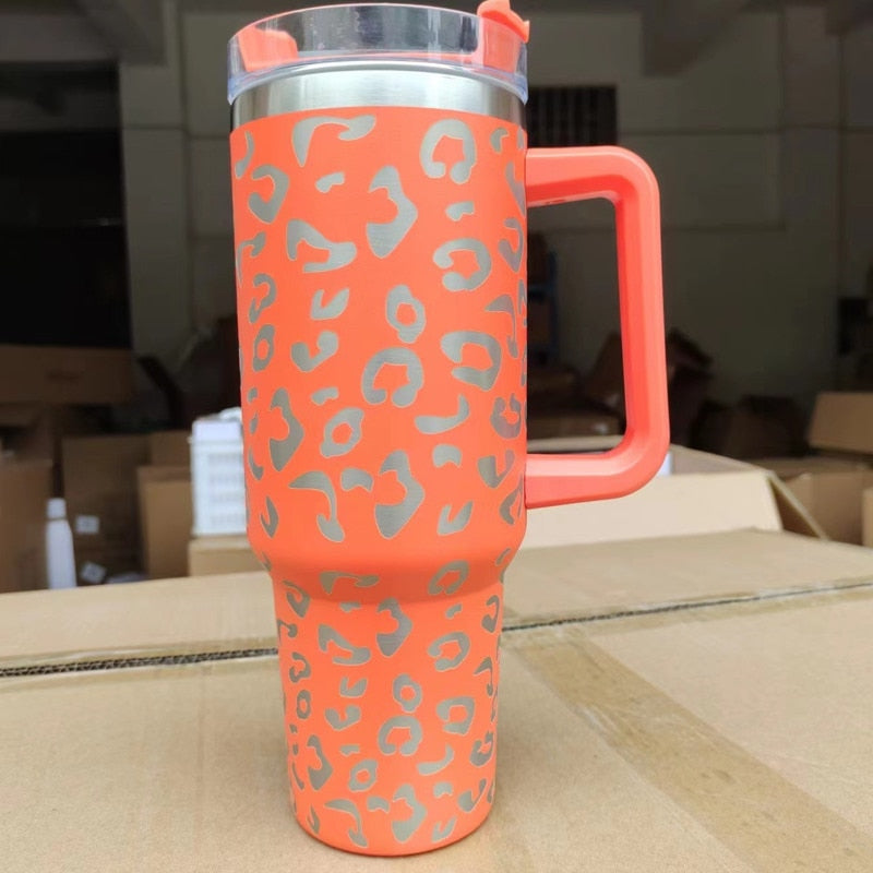 40oz Tumbler Solid Colors w/ Handle | Insulated Tumbler With Lids | Straw | Stainless Steel Coffee Tumbler | Termos Cup