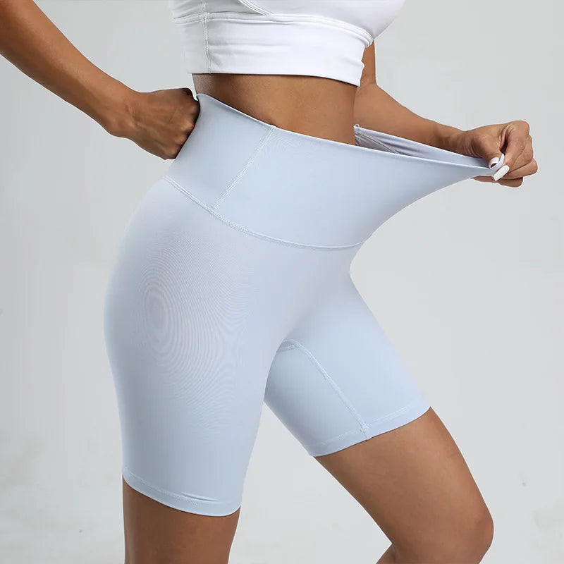 Solid Color Women Fitness Sports Short High Waist Yoga Short Leg Cycling Comprehensive Training Jog Squat Proof Internal Pocket
