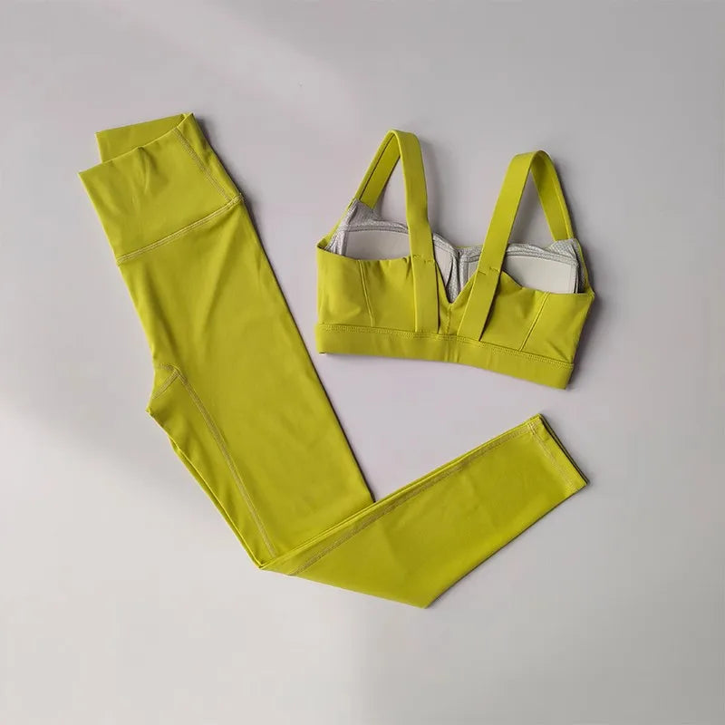 Buttery Soft Bra & Leggings 2PCS Seamless Women Yoga Set Workout Sportswear Gym Clothing Fitness Sports Push Up Bra Set High Waist Leggings Sports Suits