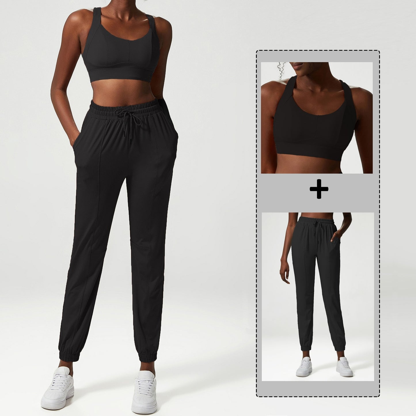 2 & 3-Piece Yoga Set | Women's Breathable Loose Fitness Suit | Zipper Jacket | Sexy Bra | Jogger Pants |Female Gym Clothing Sportswear