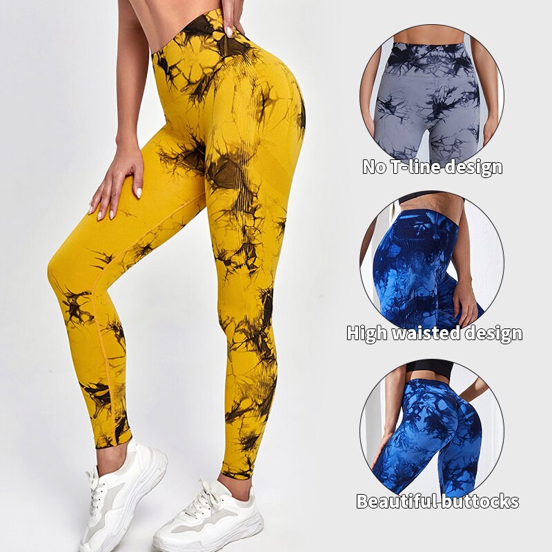 Tie Dye Yoga Pants | Seamless Sport Leggings | Women Seamless High Waist Push Up Woman Tights | Fitness Workout Leggings