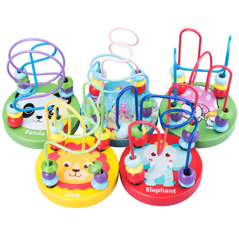 Montessori Baby Educational Math Toy Wooden mini Circles Bead Wire Maze Roller Coaster Abacus Puzzle toys For Kids Boy Girl Gift