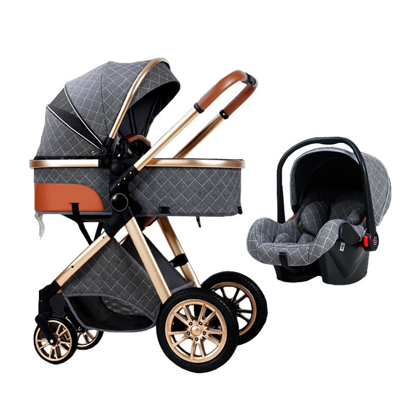 New 3 in 1 Baby Stroller | High Landscape Carriage | Light Newborn Shock Proof Two Way | 2 in 1 Kid Car Baby Comfort