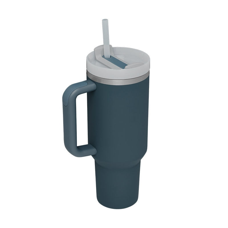 40oz Tumbler Solid Colors w/ Handle | Insulated Tumbler With Lids | Straw | Stainless Steel Coffee Tumbler | Termos Cup