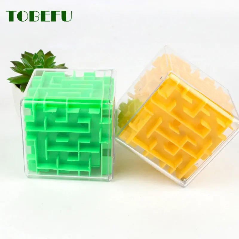 3D Maze Magic Cube Transparent Six-sided Puzzle Speed Cube Rolling Ball Game Cubos Maze Toys for Children Educational