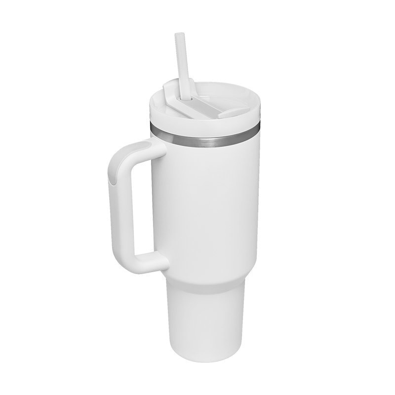 40oz Tumbler Solid Colors w/ Handle | Insulated Tumbler With Lids | Straw | Stainless Steel Coffee Tumbler | Termos Cup