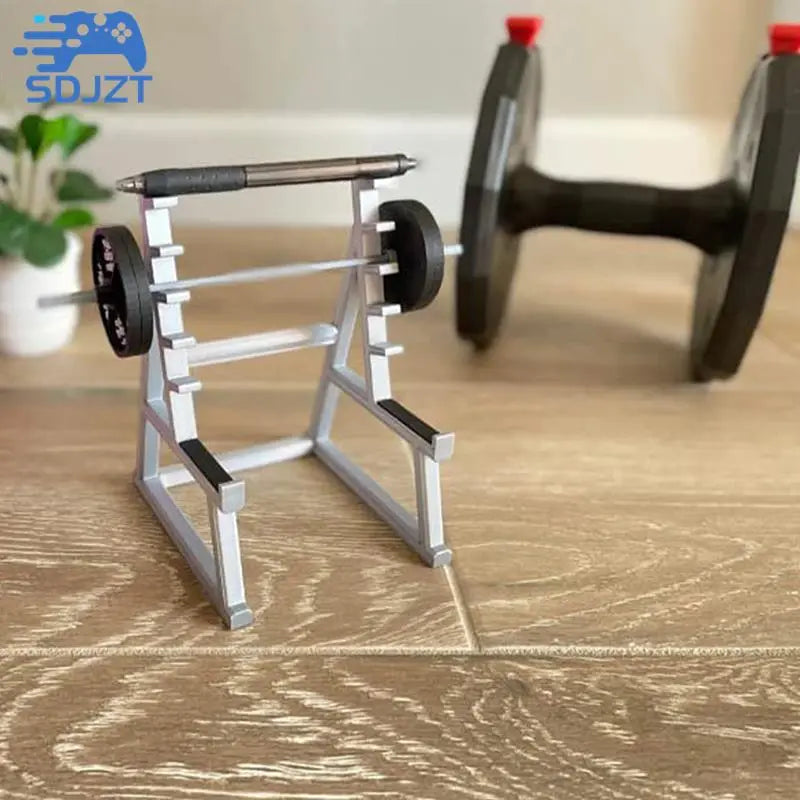 Creative Funny Weightlifting Barbell Rack Pen Holder | Mini Squat Rack Ornament With Barbells And Weights | Gift Desk Organizer