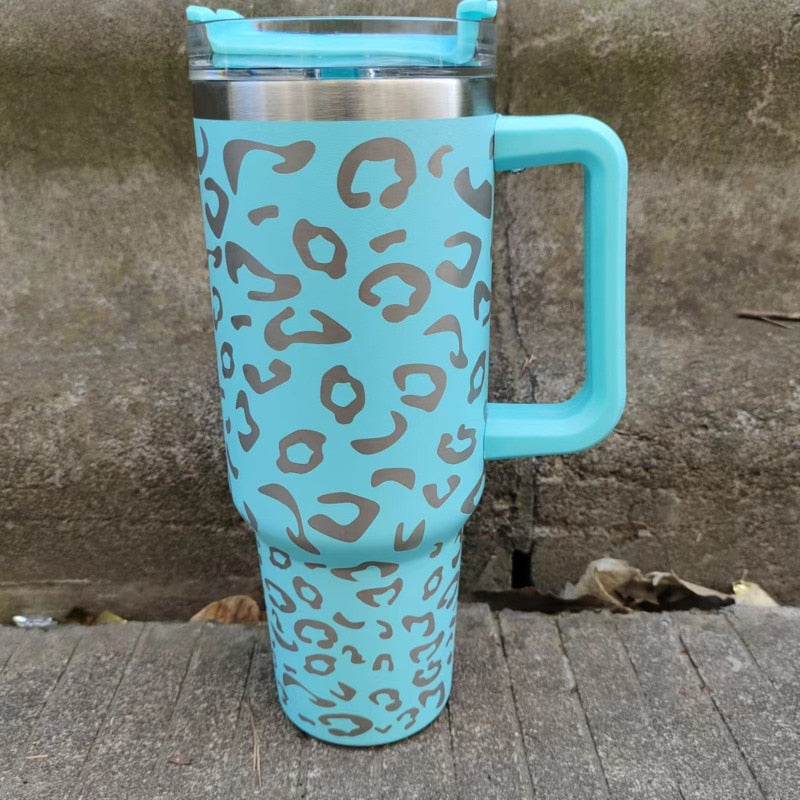 40oz Tumbler Solid Colors w/ Handle | Insulated Tumbler With Lids | Straw | Stainless Steel Coffee Tumbler | Termos Cup