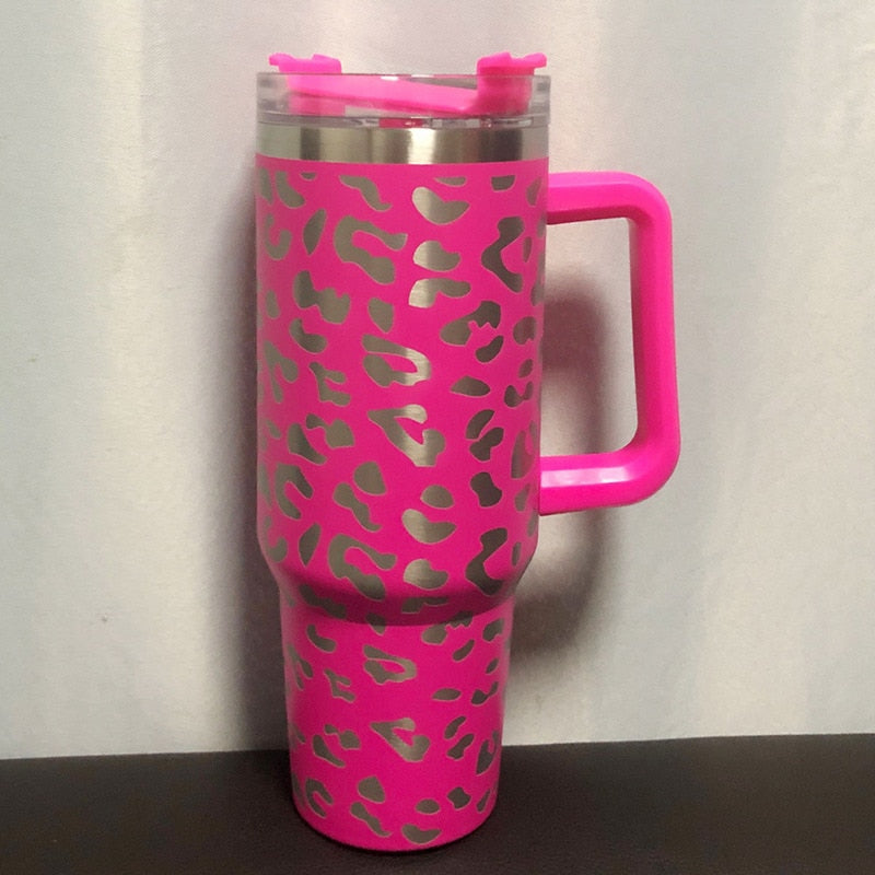 40oz Tumbler Solid Colors w/ Handle | Insulated Tumbler With Lids | Straw | Stainless Steel Coffee Tumbler | Termos Cup