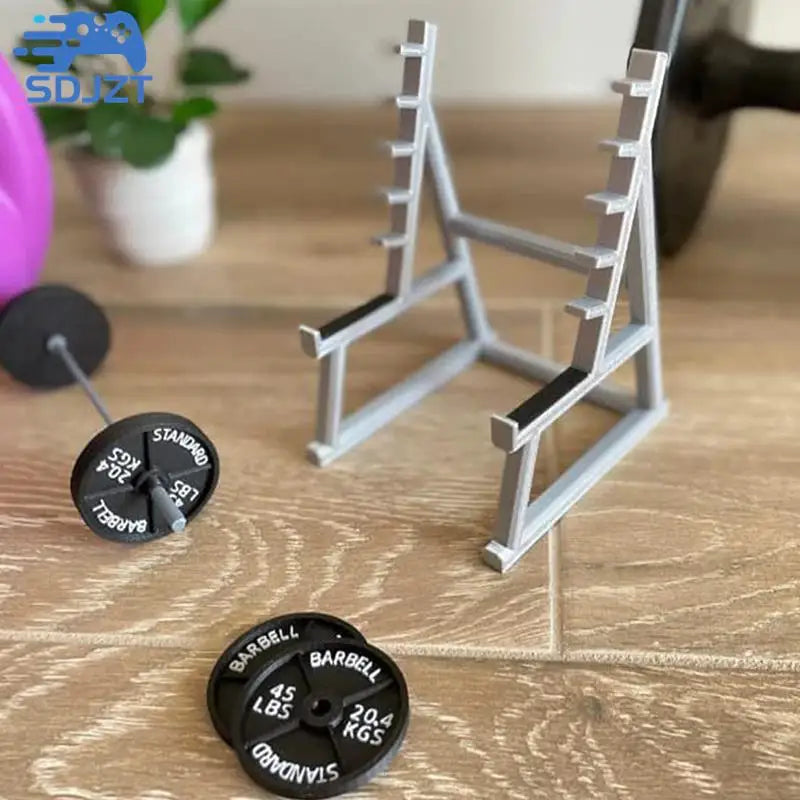 Creative Funny Weightlifting Barbell Rack Pen Holder | Mini Squat Rack Ornament With Barbells And Weights | Gift Desk Organizer