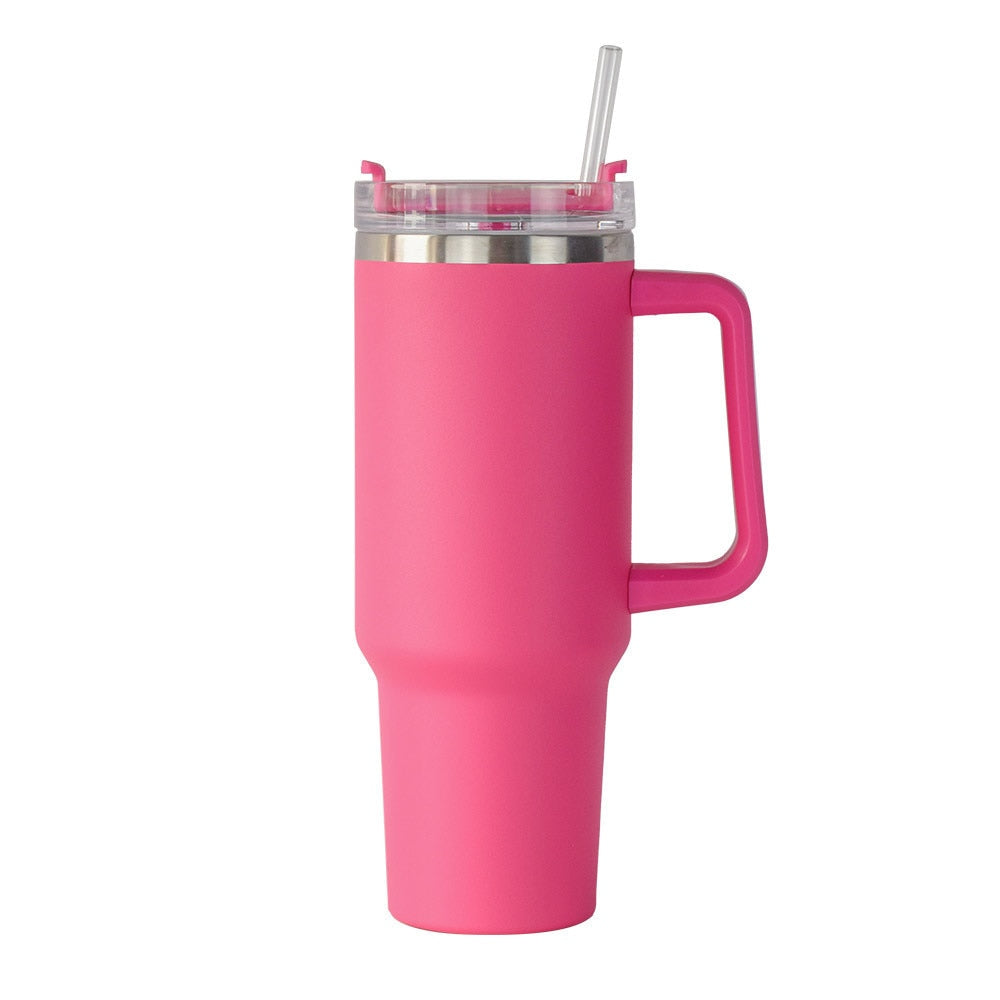 40oz Tumbler Solid Colors w/ Handle | Insulated Tumbler With Lids | Straw | Stainless Steel Coffee Tumbler | Termos Cup