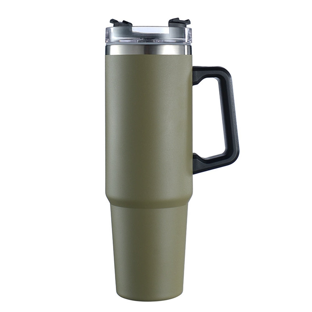 40oz Tumbler Solid Colors w/ Handle | Insulated Tumbler With Lids | Straw | Stainless Steel Coffee Tumbler | Termos Cup