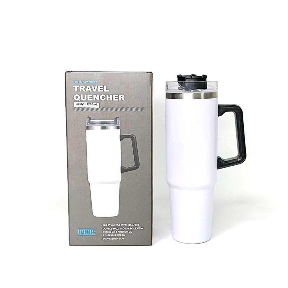 40oz Tumbler Solid Colors w/ Handle | Insulated Tumbler With Lids | Straw | Stainless Steel Coffee Tumbler | Termos Cup