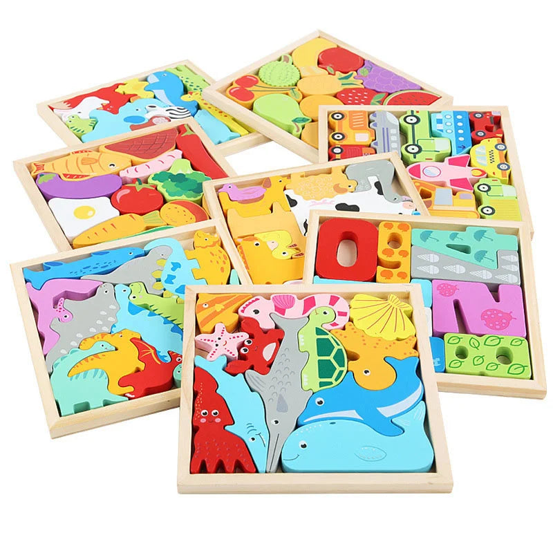 3D Colorful Puzzle Wooden Toys High Quality Tangram Math Jigsaw Game Children Preschool Imagination Educational Toys for Kids