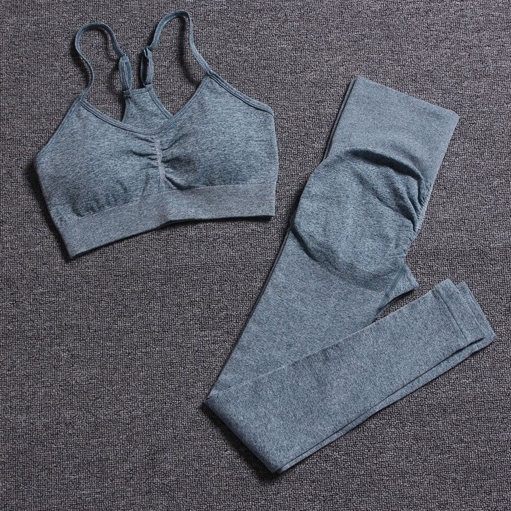Two Piece Seamless Yoga Set Sport Outfit For Woman Gym Set Push Up