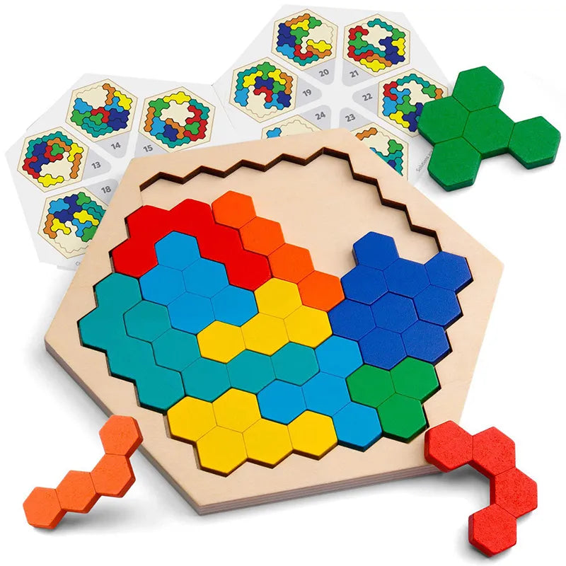 3D Colorful Puzzle Wooden Toys High Quality Tangram Math Jigsaw Game Children Preschool Imagination Educational Toys for Kids