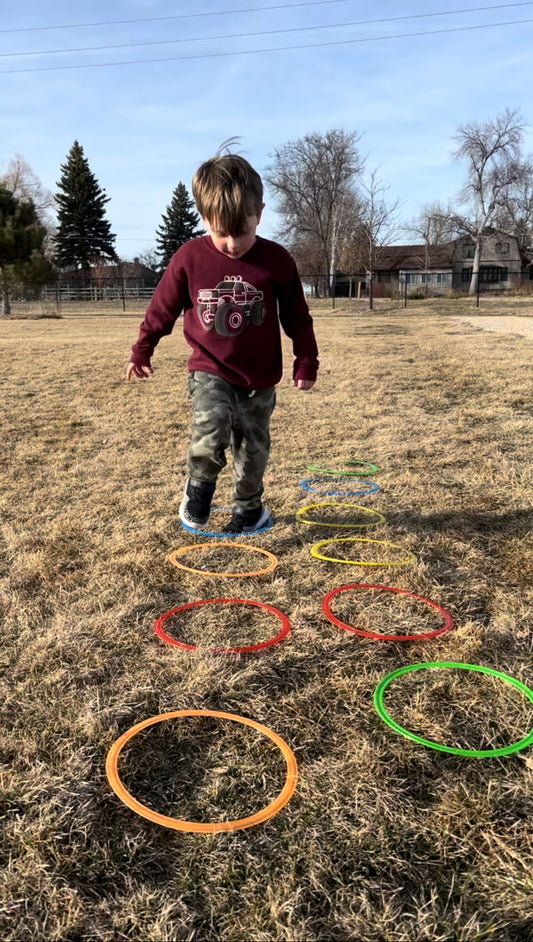 Outdoor Kids Physical Training | Sports Ladder for Kids | Jump Ring Set Game with 10 Hoops 10 Connectors for Park Play