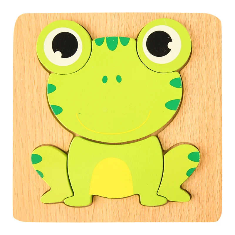 High Quality 3D Wooden Puzzles Educational Cartoon Animals Early Learning Cognition Intelligence Puzzle Game For Children Toys