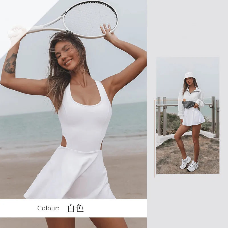 Tennis Dress Women Tennis Suit All-in-one Yoga Suit Women Outdoor Sports Fitness Running Clothes Fashion Training Suits