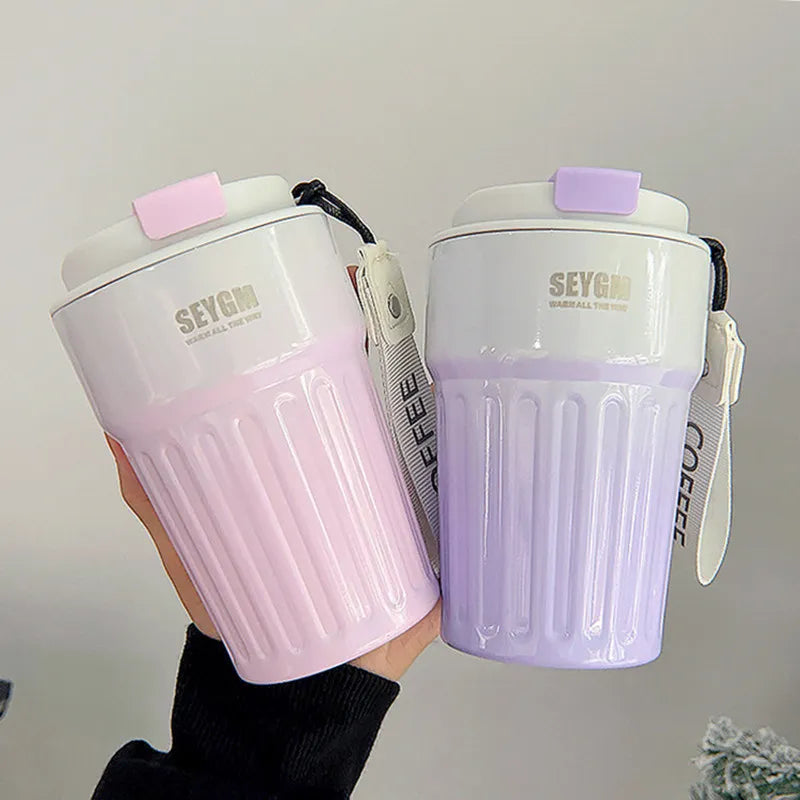 400ml Portable Fashion Stainless steel 304 Coffee Mug Color Changing Design Car Thermos Mug Travel Thermal Cup For Gifts