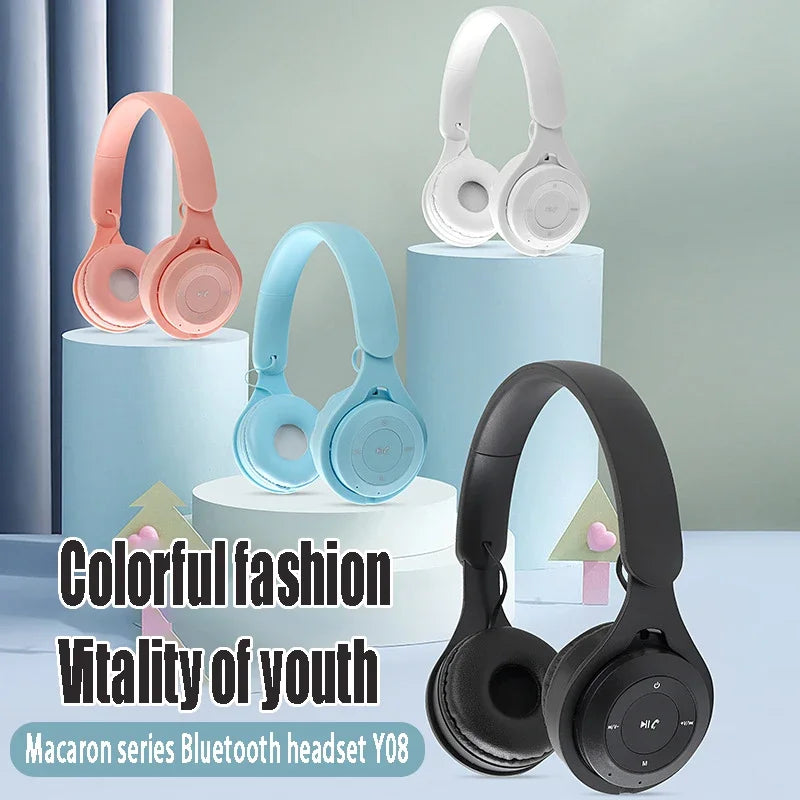 Stereo Y08 Headset 5.0 Bluetooth Headset Folding Wireless Sports Earphone Gaming Headsets Over-ear Headphones for Android ios