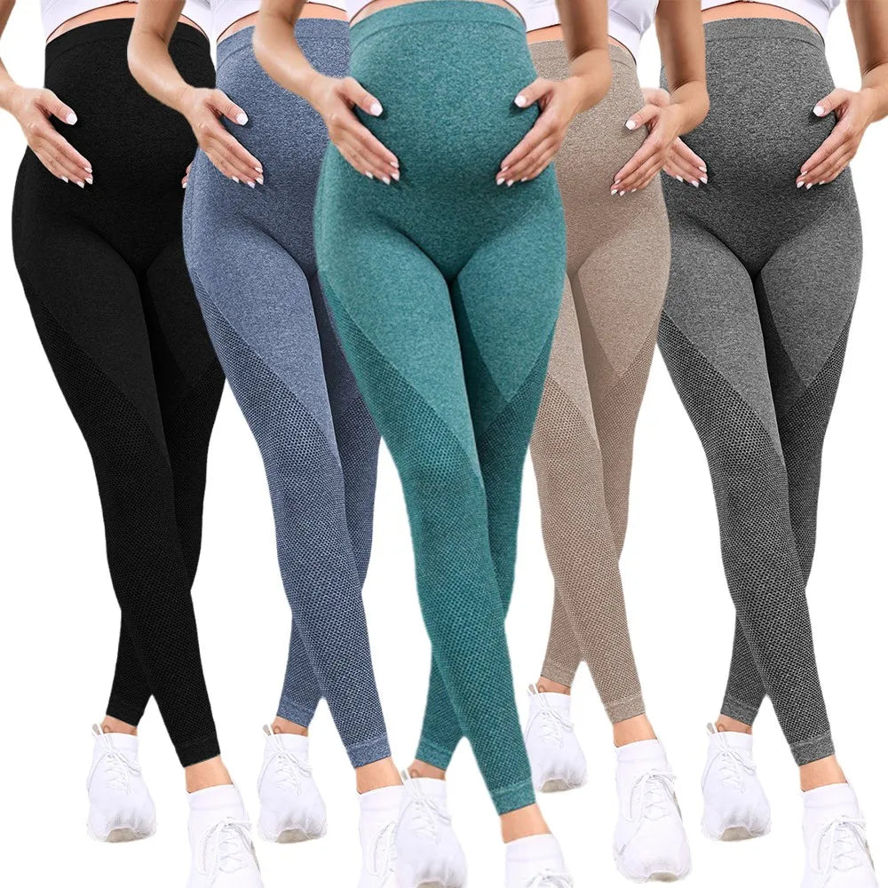 Maternity's Skinny Yoga Pants Elastic High Waist Cotton Premama Sportswear Fitness Leggings Pregnant Workout Trousers