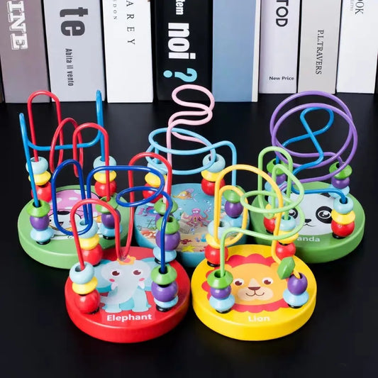 Montessori Baby Educational Math Toy Wooden mini Circles Bead Wire Maze Roller Coaster Abacus Puzzle toys For Kids Boy Girl Gift