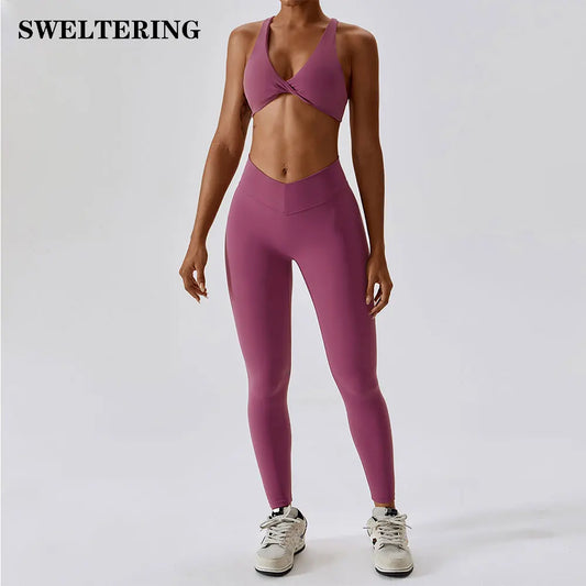 2PCS Seamless Tracksuit Yoga Set Workout Outfits for Women 2 Piece Sport Bra High Waist Shorts Yoga Leggings Sets Fitness Gym Clothing