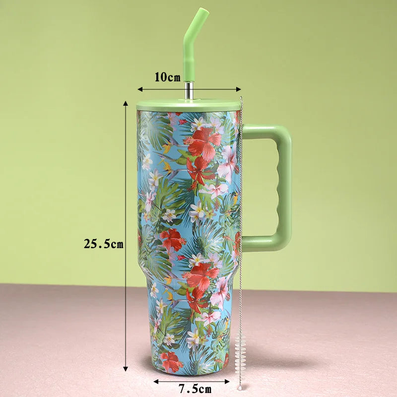 1200ML 40oz Tumbler With Handle Personalized Custom Engraved Water Cup With Straw Travel Drink-ware