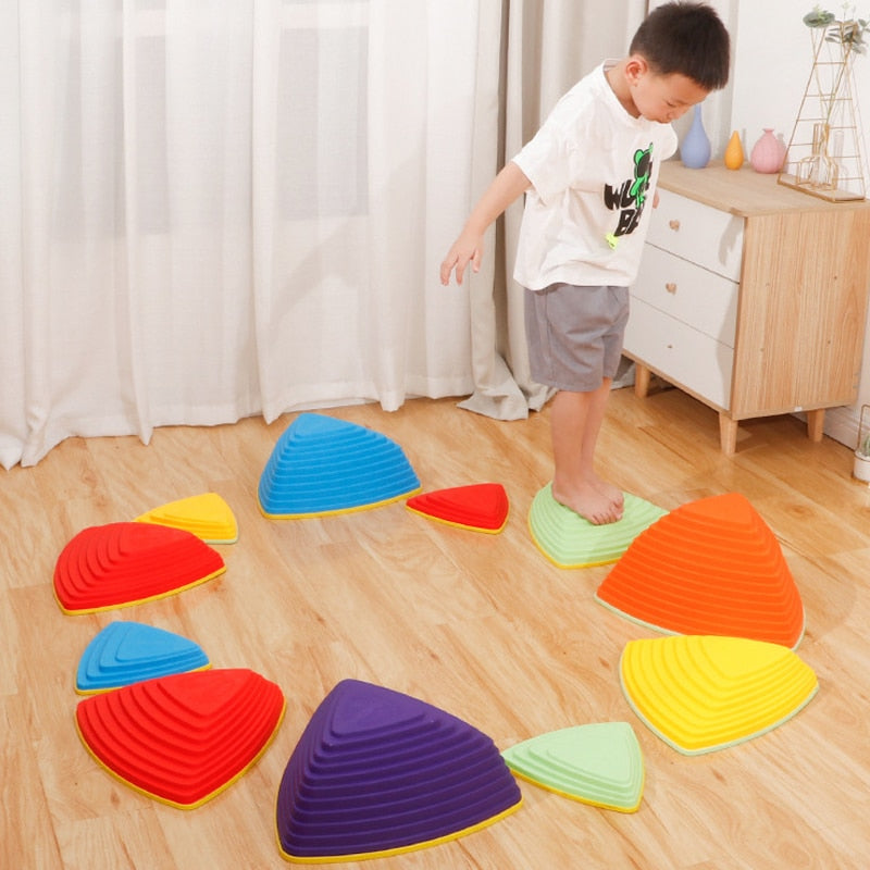 Balance Stepping Stones | Set Obstacle Course for Kids | Indoor and Outdoor Toys for Kids | Improves Coordination And Strength | Child Safe Rubber Blocks