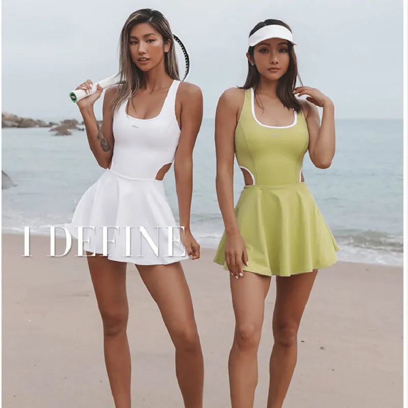 Tennis Dress Women Tennis Suit All-in-one Yoga Suit Women Outdoor Sports Fitness Running Clothes Fashion Training Suits