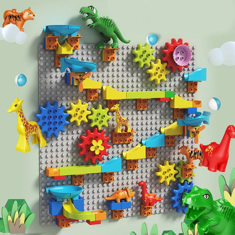 Kids Creative Building Blocks Wall Base Plates Marble Race Run Construction Toys Educational Blocks Toys For Children