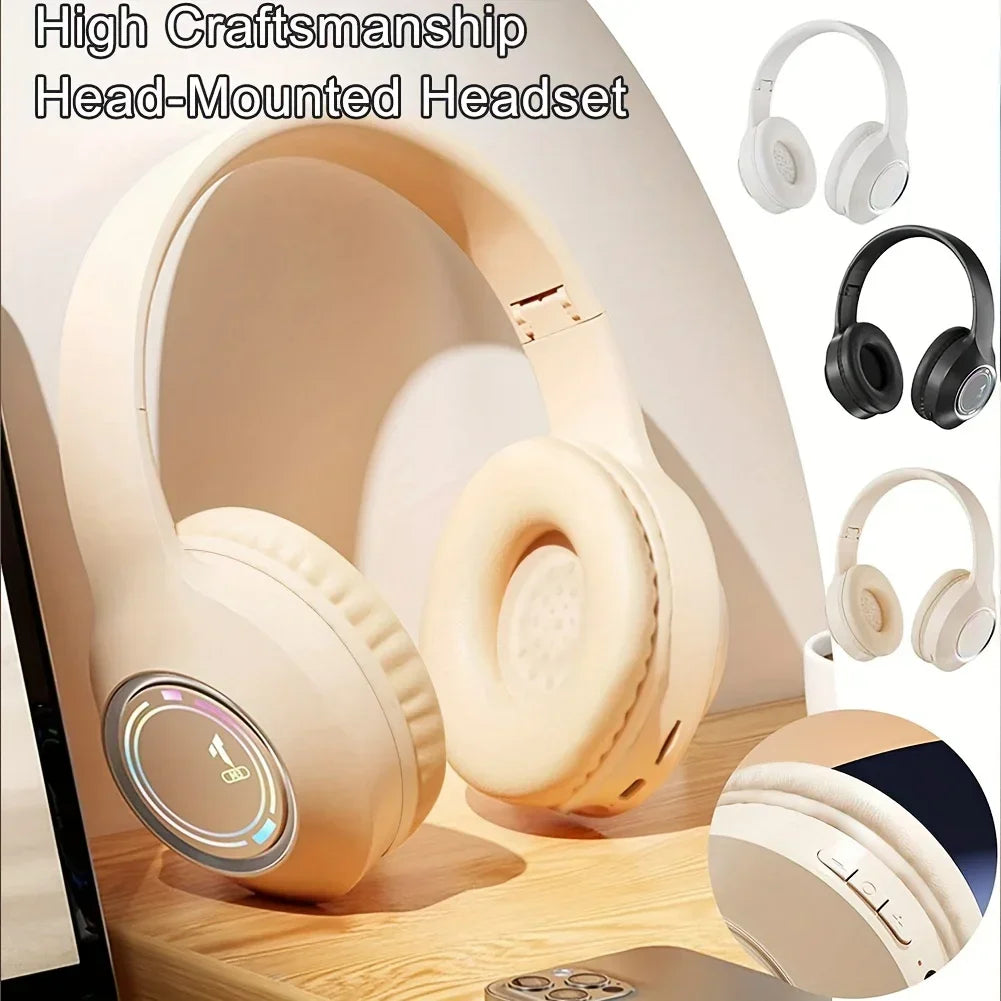 5.2 M3 Headset Bluetooth Earphones Foldable Glowing Card Insertion Stereo Sound Long Battery Life Esports Low Latency